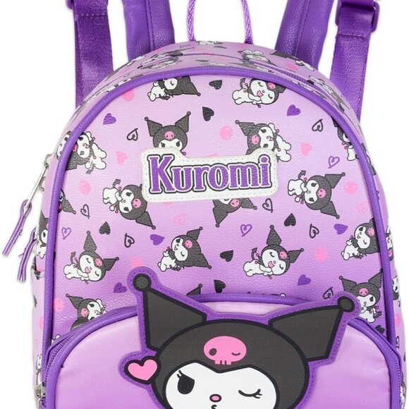 Mini Backpack Faux Leather 10in Kuromi Bundle with Bookmark for Women main image 8